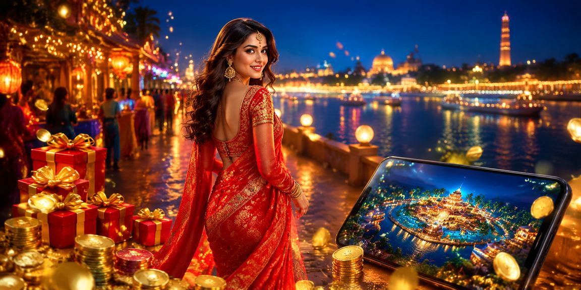Player browsing promotions on mobile device at Ahmedabad riverfront