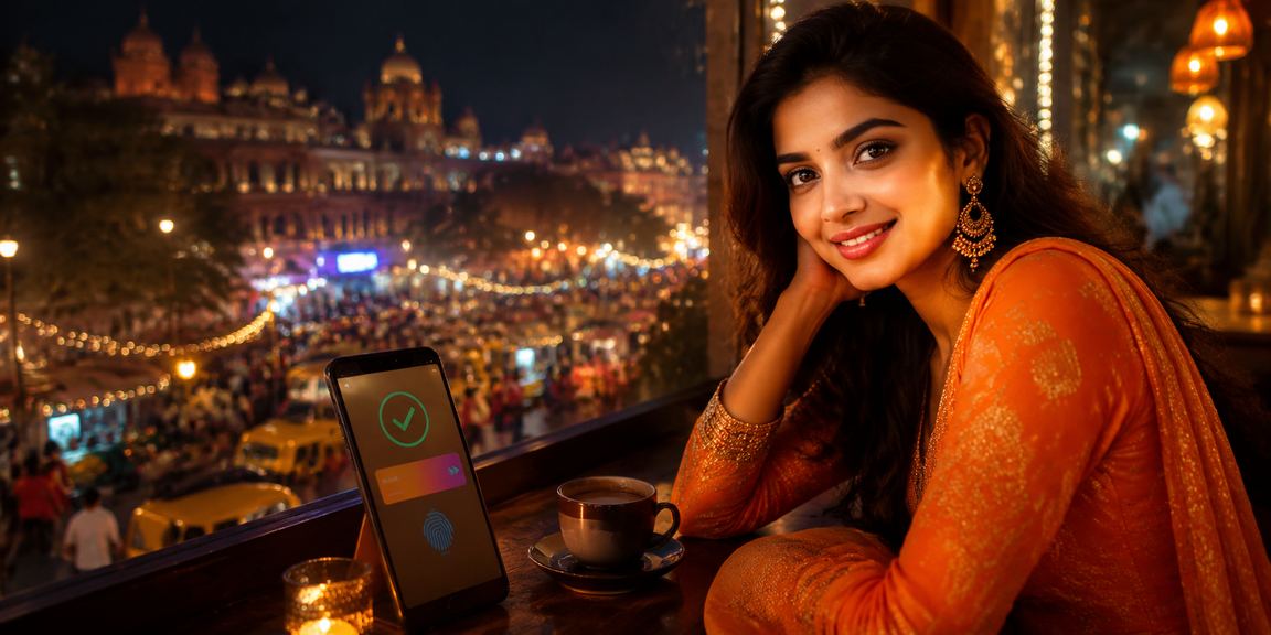 Night market street with mobile payment usage